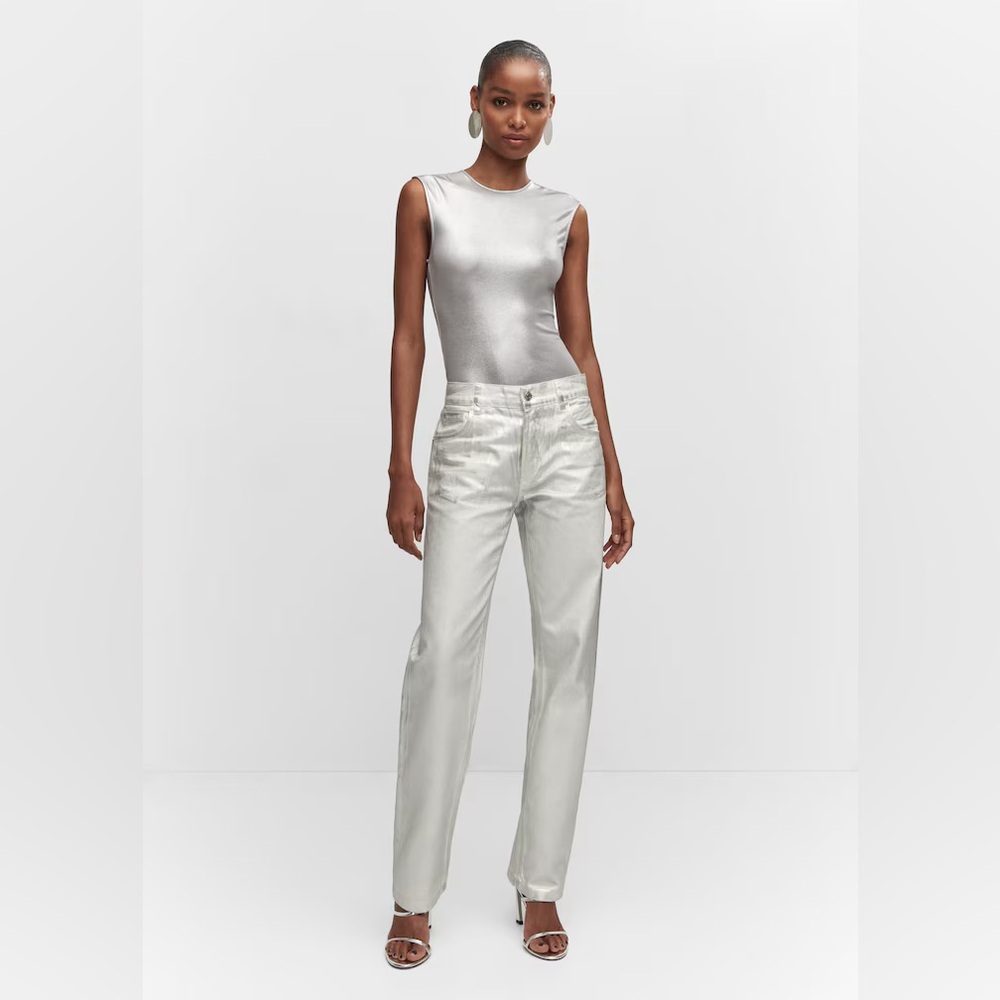 Mango Metallic Silver Jeans